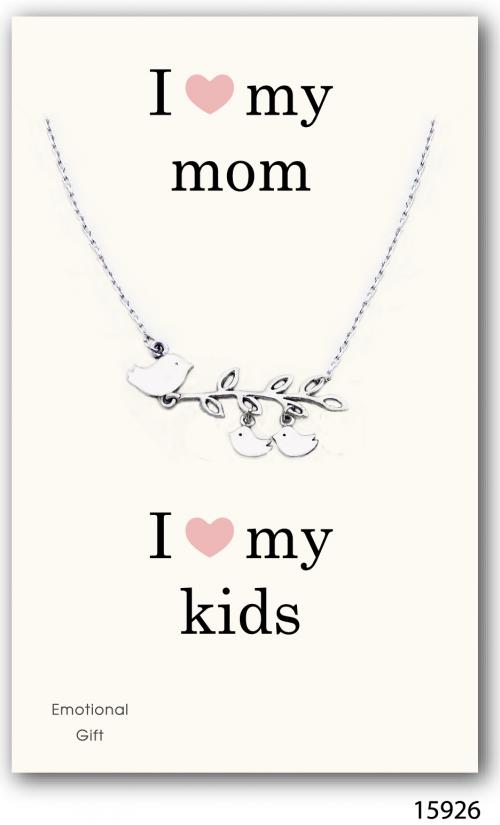 I love my mom silver pendant